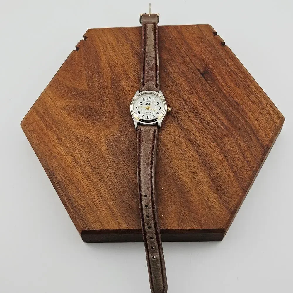 LTD Women's Two Tone Quartz Watch Brown Leather Band Simple Casual Everyday